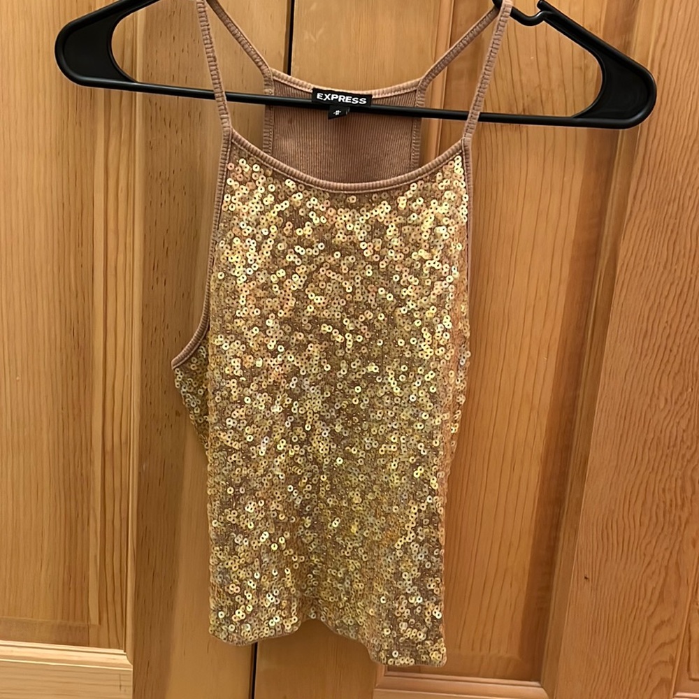Express gold crop tank top